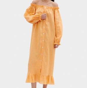 Sleeper Linen Loungewear Dress in Coral O/S